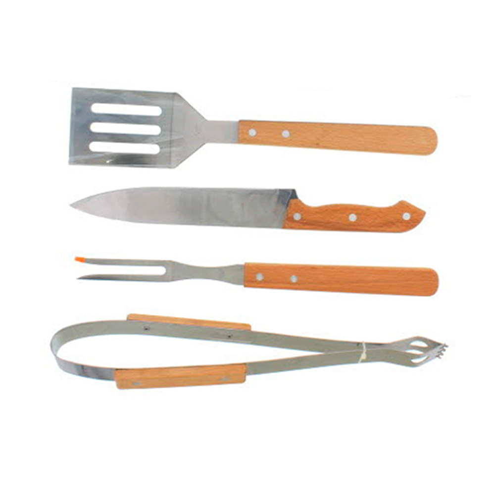 UTENSILIOS P/BBQ 4 PZAS (37274) CREMA/PLATEADO